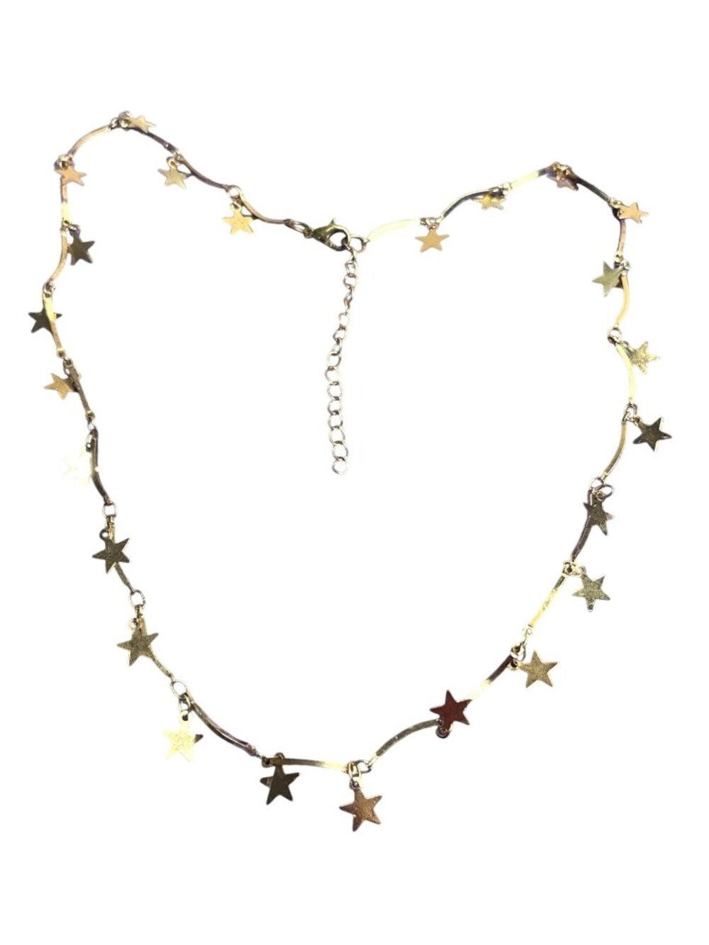 Vintage Y2K Goldtone Star Fringe Necklace Lobster Clasp 17 - 19 inches Long